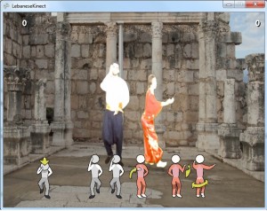 2 on-screen dancers and sprites representing their dance moves.