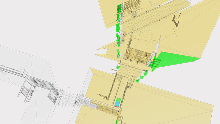 360 degree level environment is streamed in as a user's location changes.
